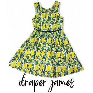Draper James Goldenrod Embroidery Dress Size 8 Floral Yellow Green